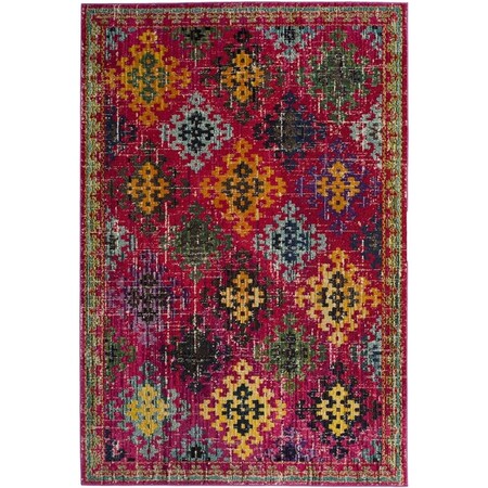 Safavieh 5 ft.-1 in. x 7 ft.-7 in. Monaco Power Loomed Medium Rectangle Area Rug Fuchsia & Multi-Color MNC244D-5